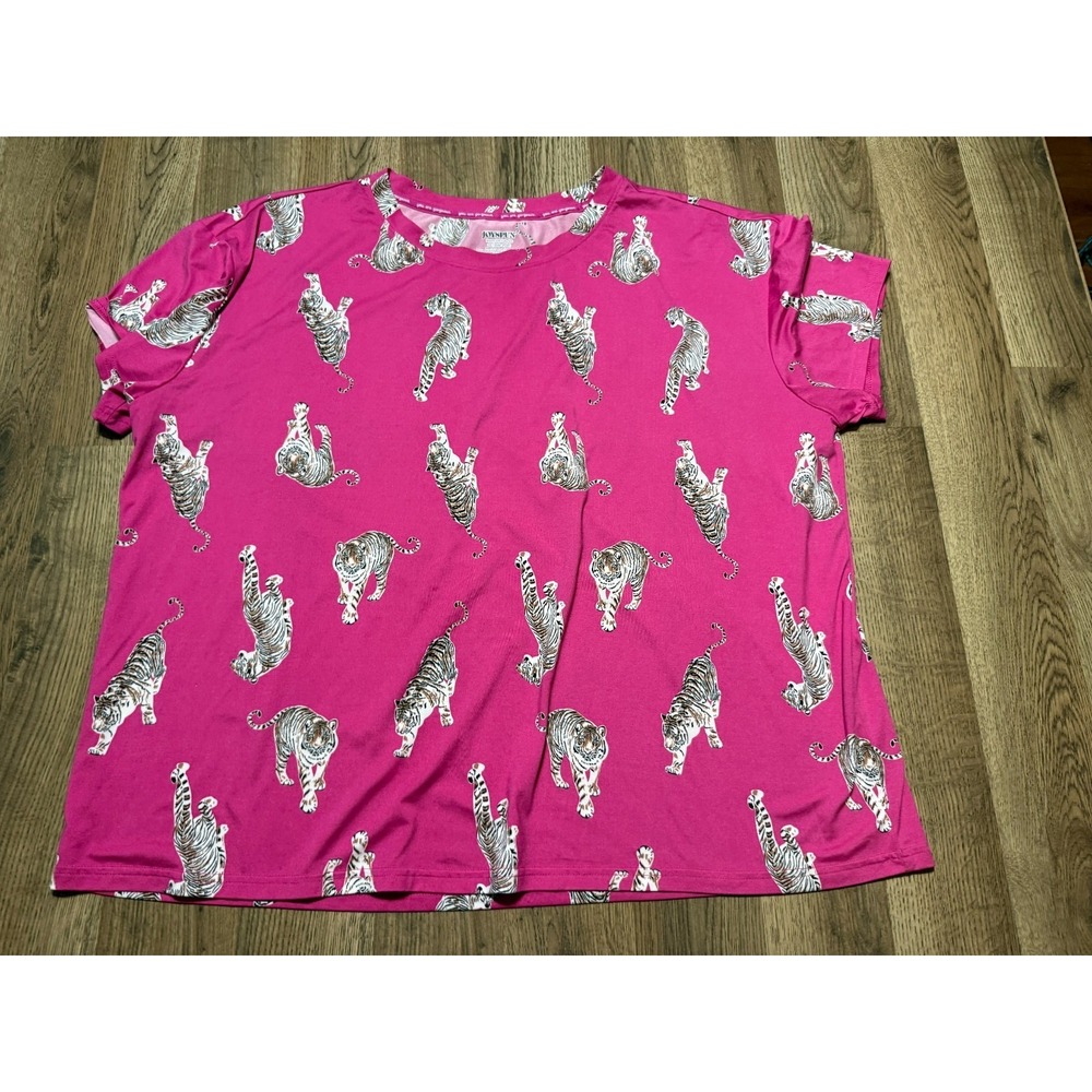 Joyspun Shirt Womens 2X Pink White Brown Black Dreamy Soft Collection Tiger